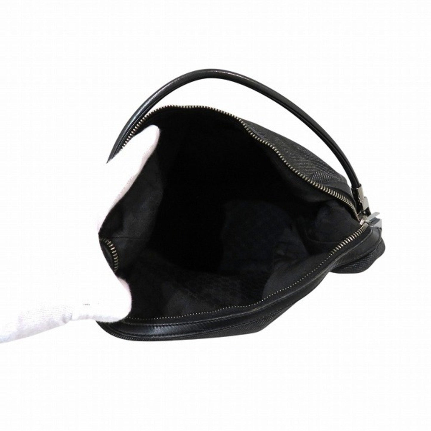 Gucci Sherry Line Black Canvas Handbag Shoulder Bag
