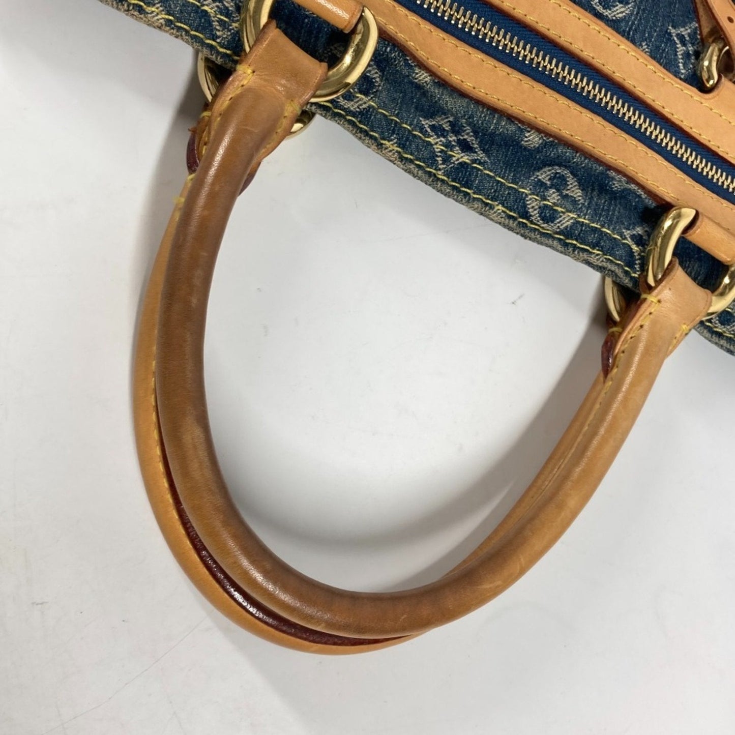 Louis Vuitton Blue Yellow Monogram Denim Shoulder Bag Tote Bag