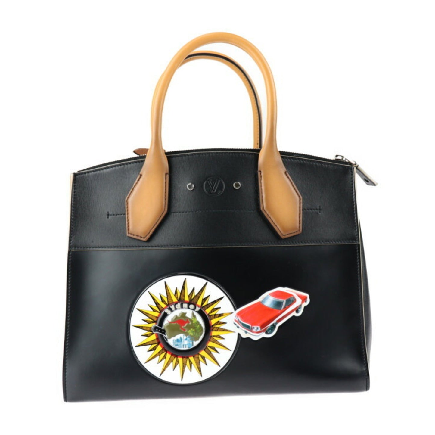 Louis Vuitton Black Multi-Color Leather Handbag Shoulder Bag Tote Bag