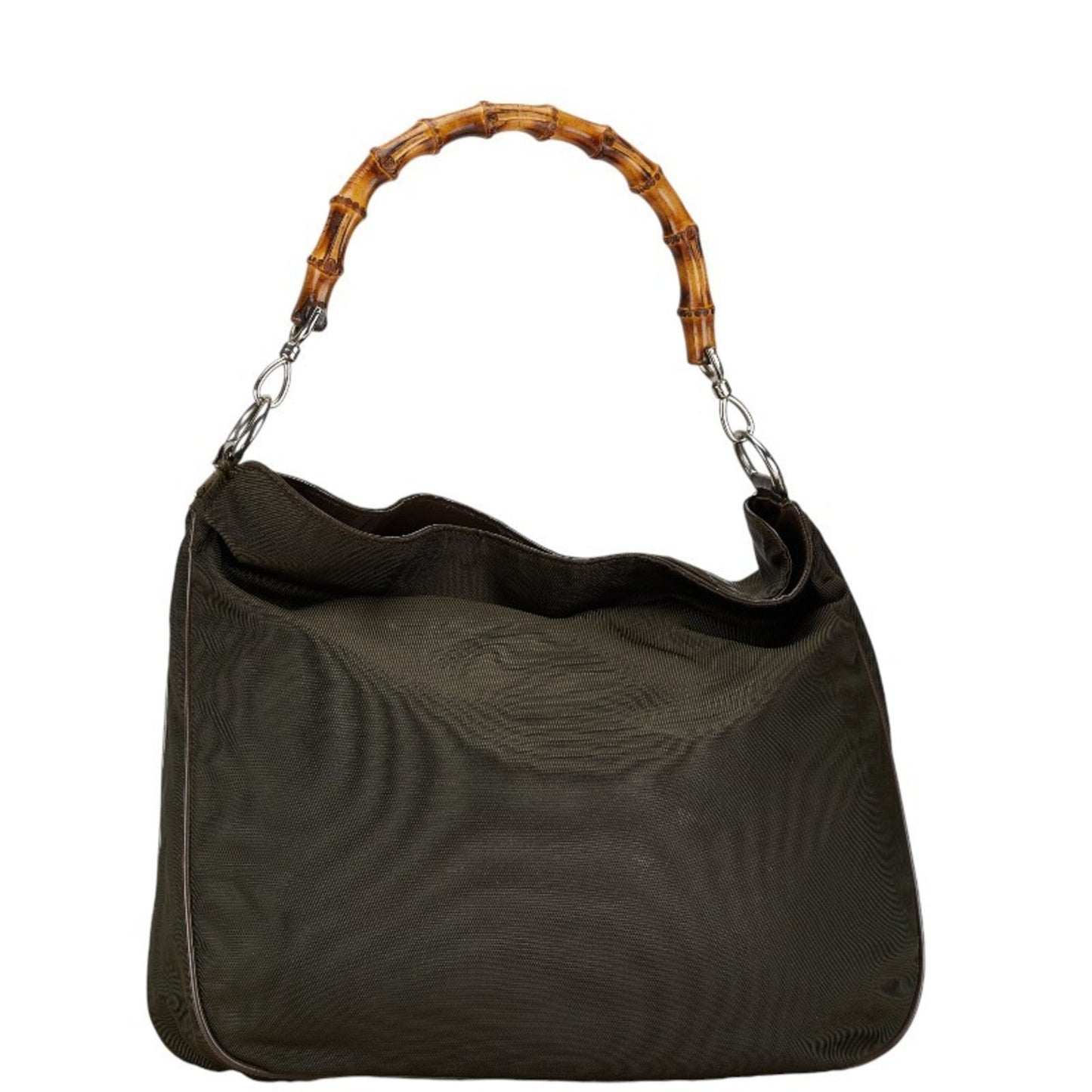 Gucci Brown Khaki Nylon Leather Handbag Shoulder Bag