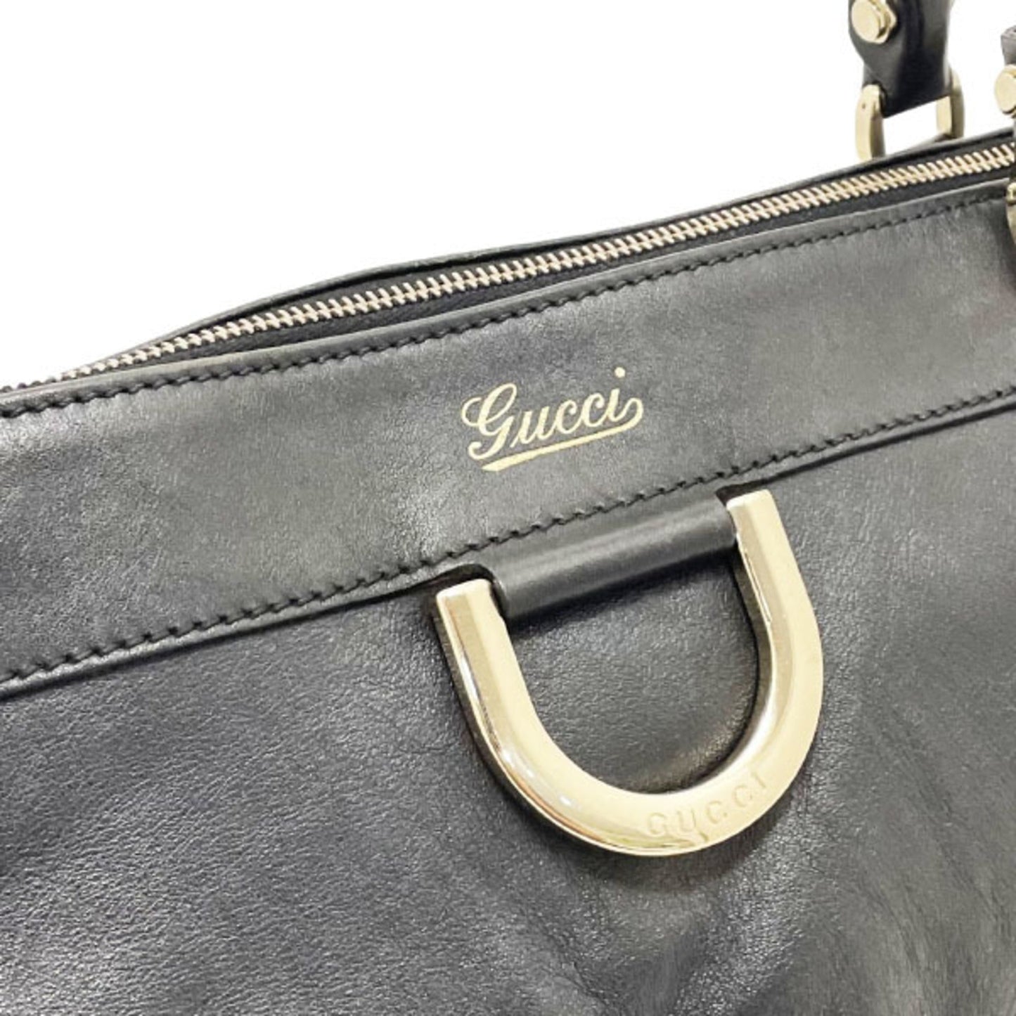 Gucci Abbey Black Leather Handbag Shoulder Bag Tote Bag