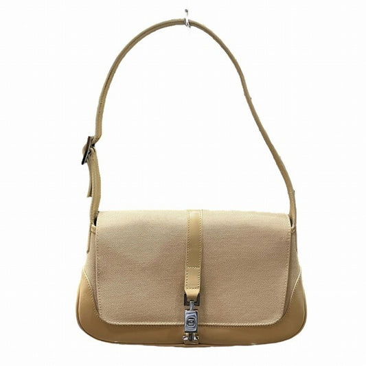 Gucci Jackie Beige Canvas Leather Shoulder Bag ()