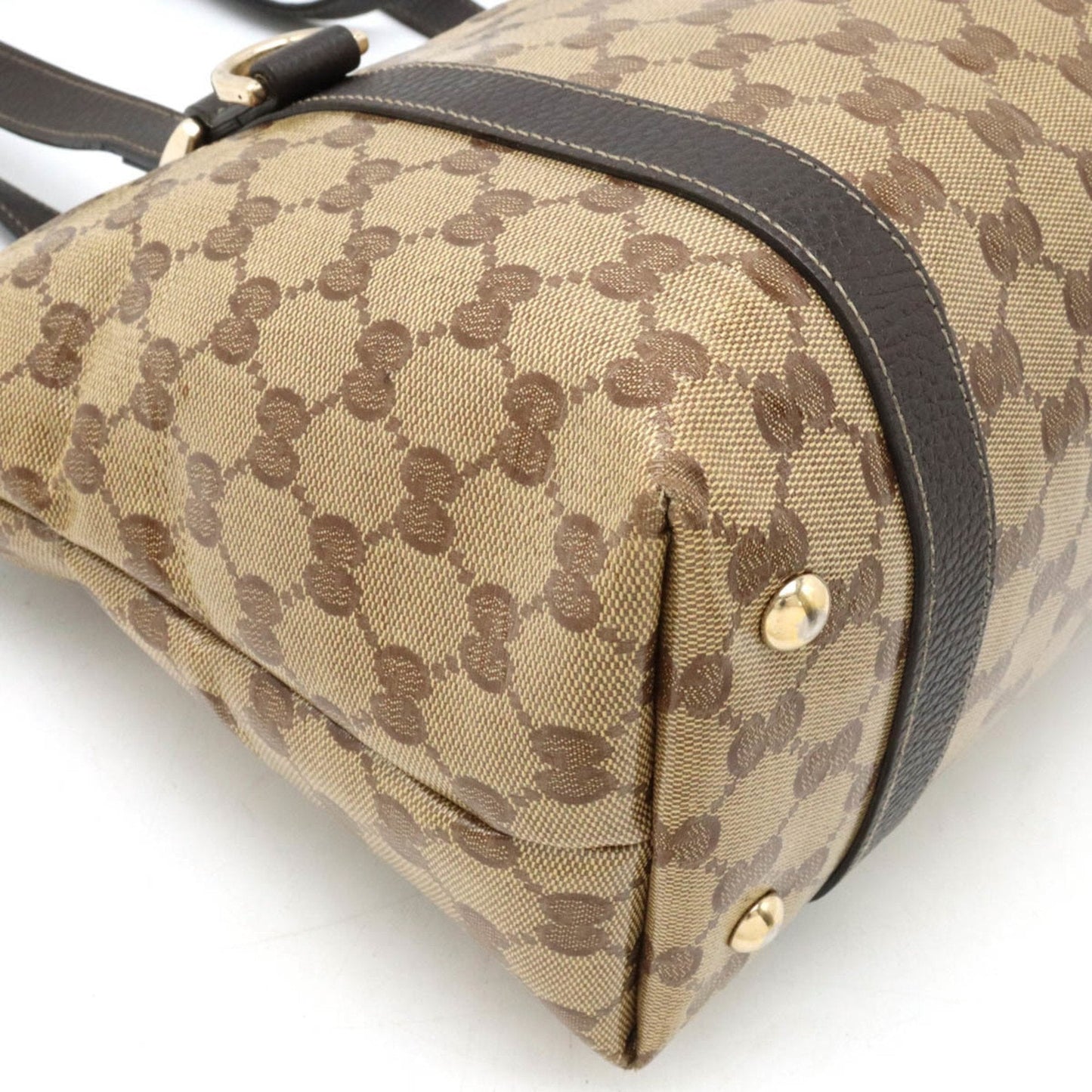 Gucci Dark Brown Coated Canvas Leather Tote Bag