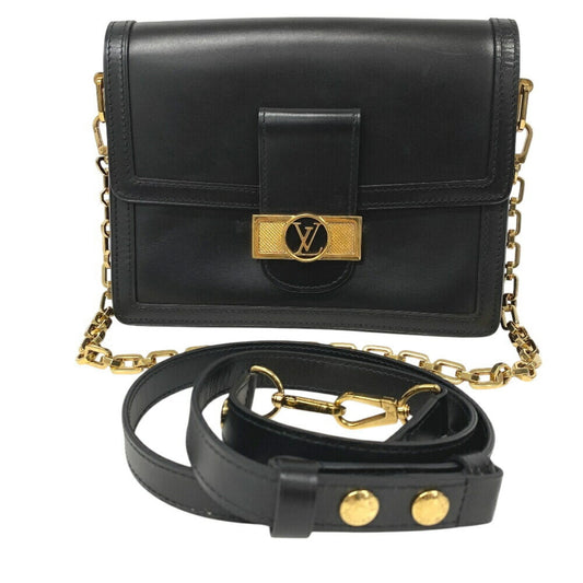 Louis Vuitton Black Gold Leather Shoulder Bag ()