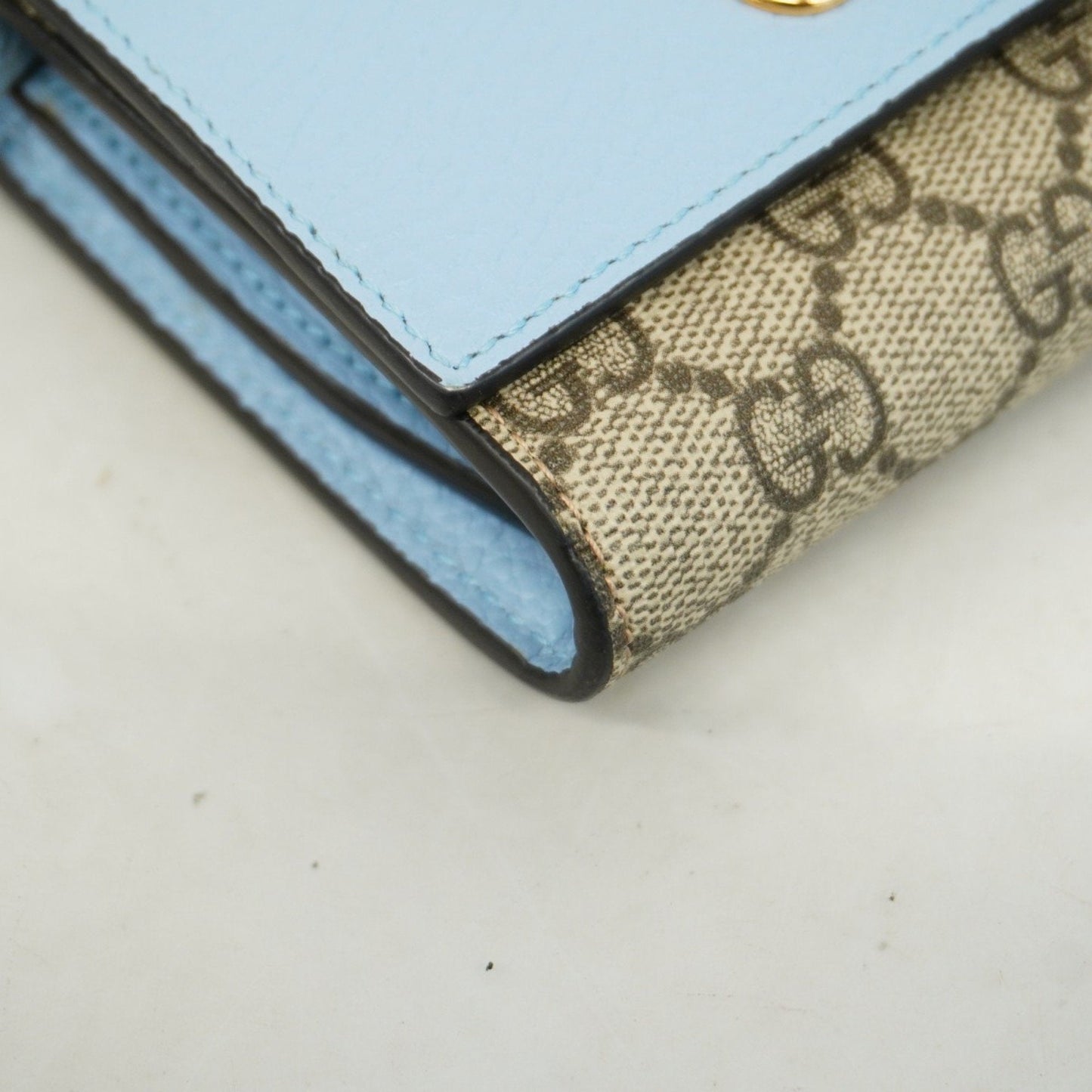 Gucci Blue Brown Pvc Leather Wallet (Tri-Fold)