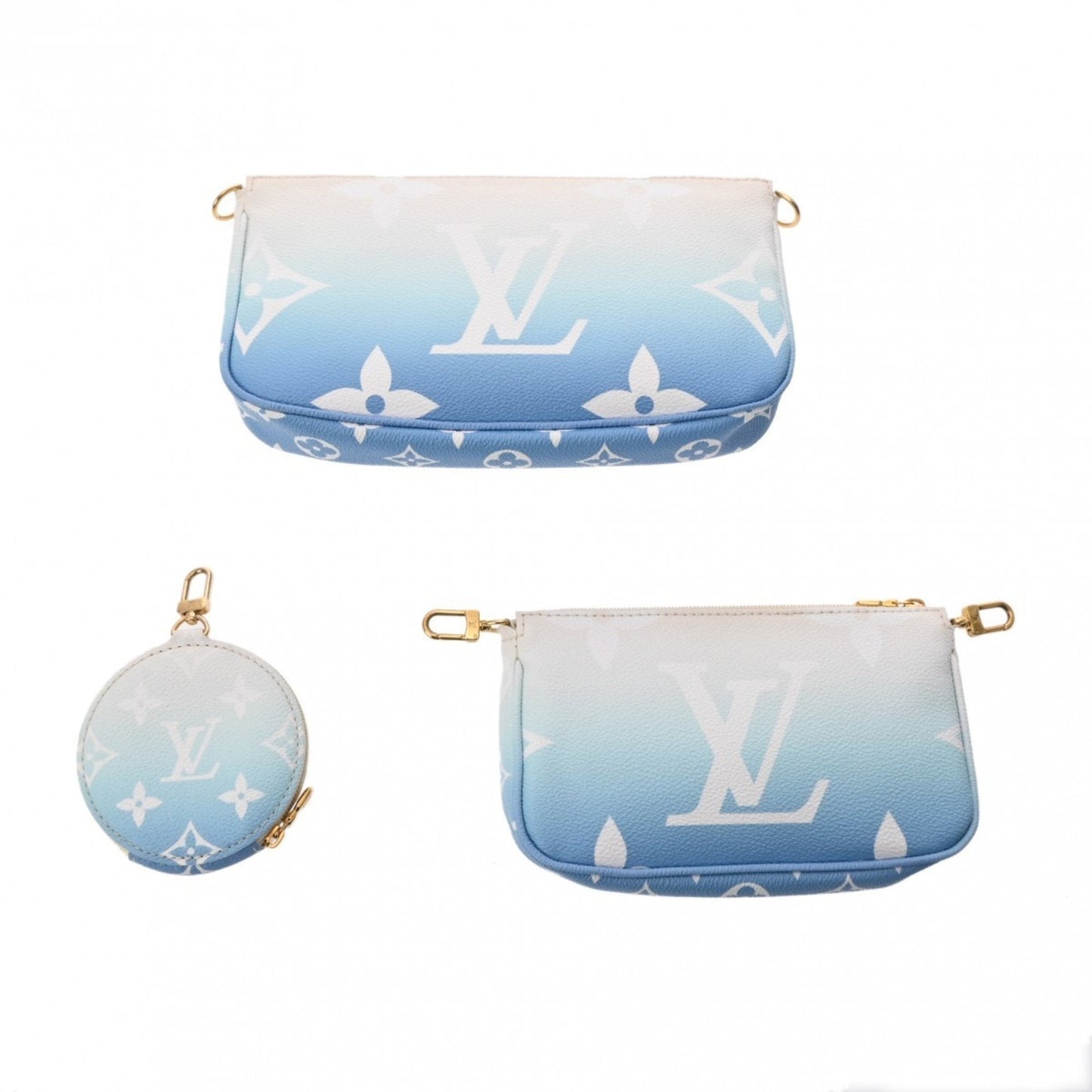Louis Vuitton Blue White Monogram Pochette Shoulder Bag