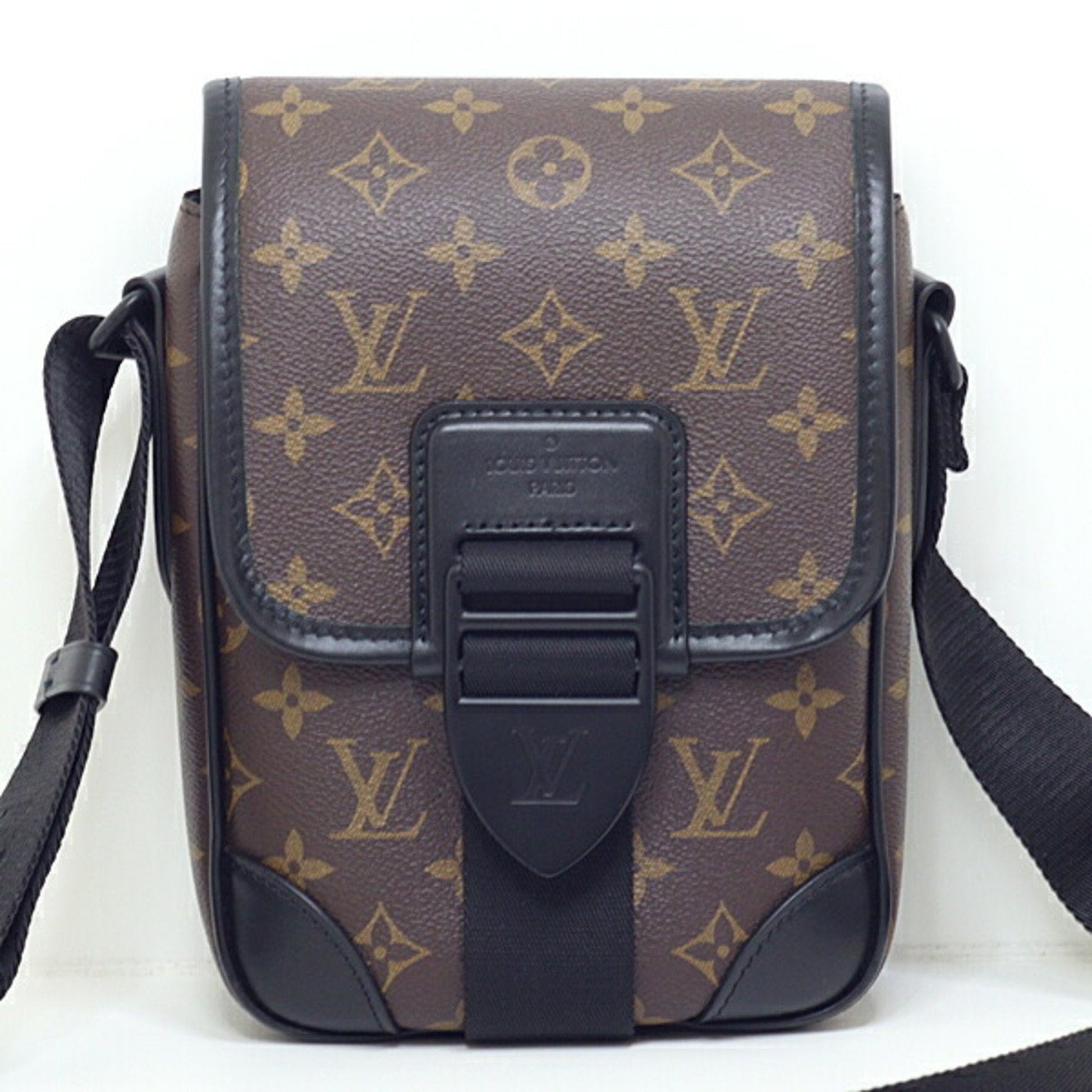 Louis Vuitton Brown Monogram Canvas Leather Shoulder Bag ()