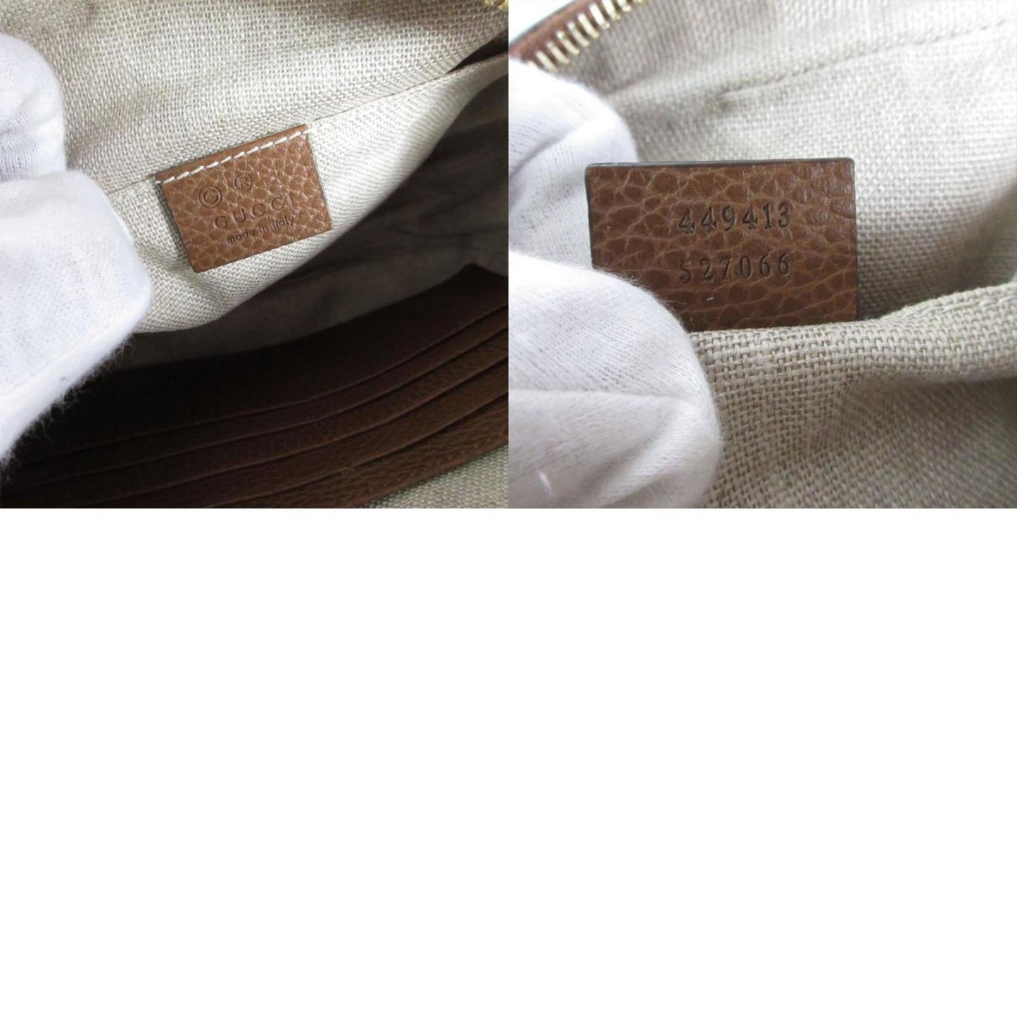 Gucci Beige Brown Canvas Leather Shoulder Bag