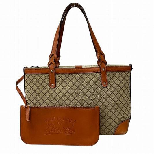 Gucci Diamante Beige Orange Canvas Pouch Shoulder Bag Tote Bag ()