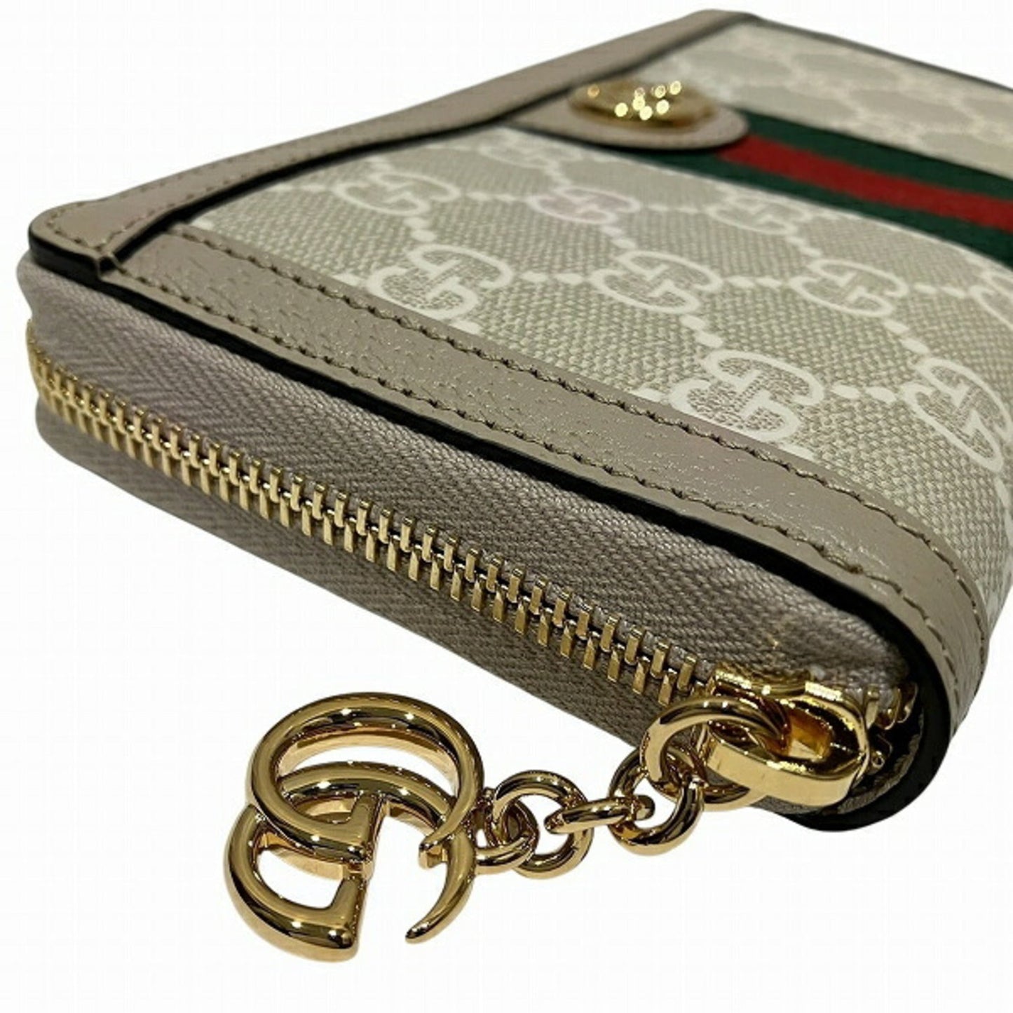 Gucci Beige White Gg Supreme Canvas Leather Long Wallet (Bi-Fold)