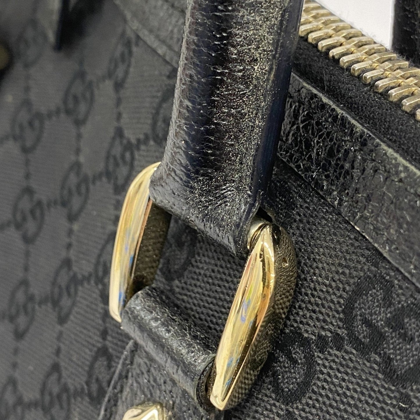 Gucci Black Canvas Leather Handbag