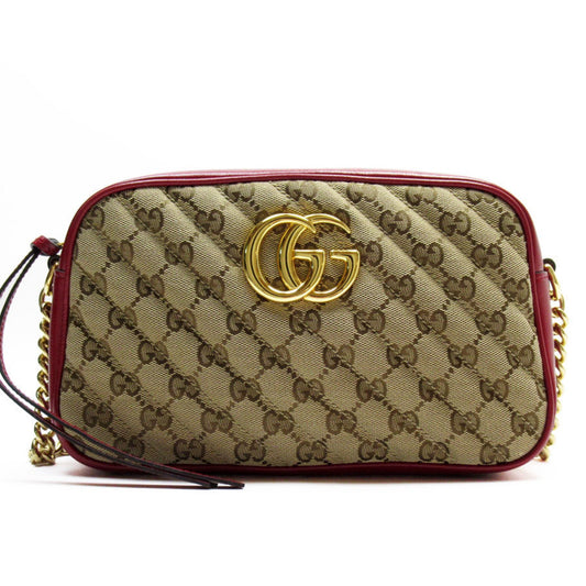 Gucci Brown Dark Red Gg Canvas Leather Shoulder Bag ()
