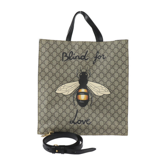 Gucci Beige Black Brown Gg Supreme Leather Shoulder Bag Tote Bag ()