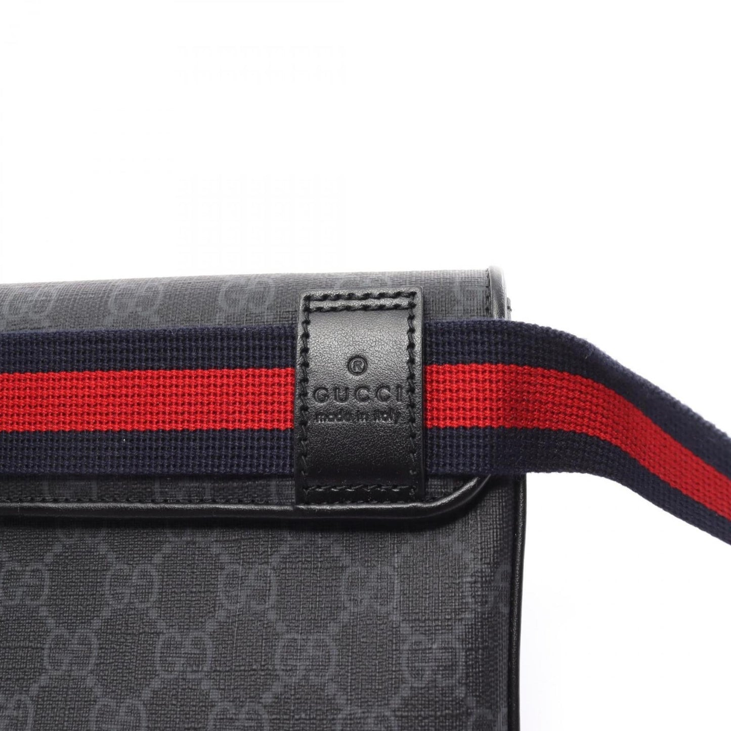 Gucci Black Gray Pvc Coated Canvas Leather Sling Bag