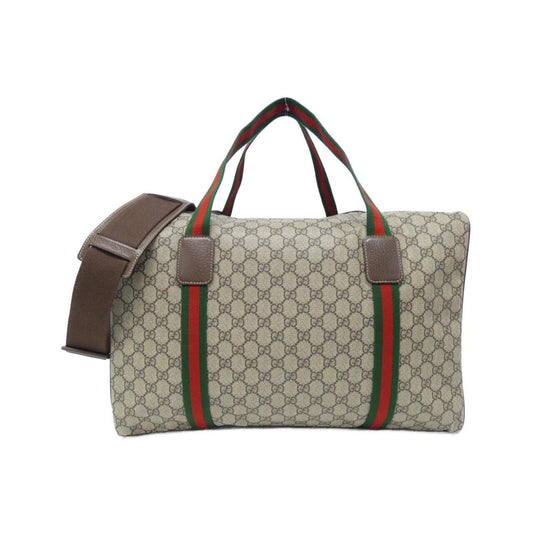 Gucci Beige Brown Gg Supreme Leather Boston Bag ()