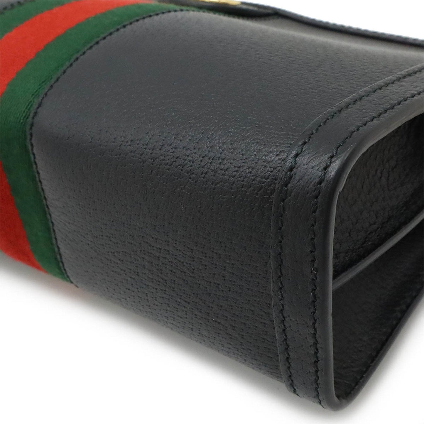 Gucci Black Green Red Color Leather Shoulder Bag