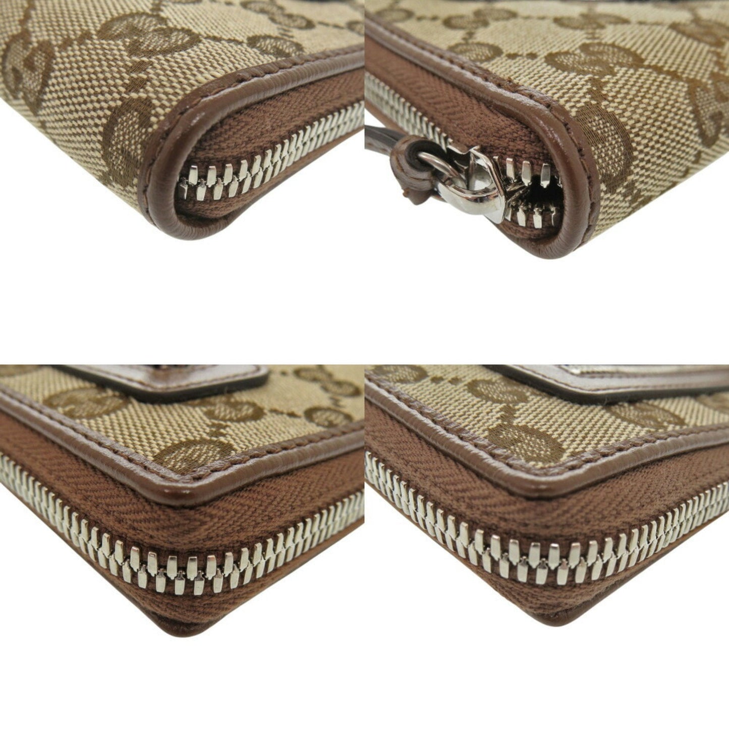 Gucci Beige Brown Gg Canvas Long Wallet (Bi-Fold)