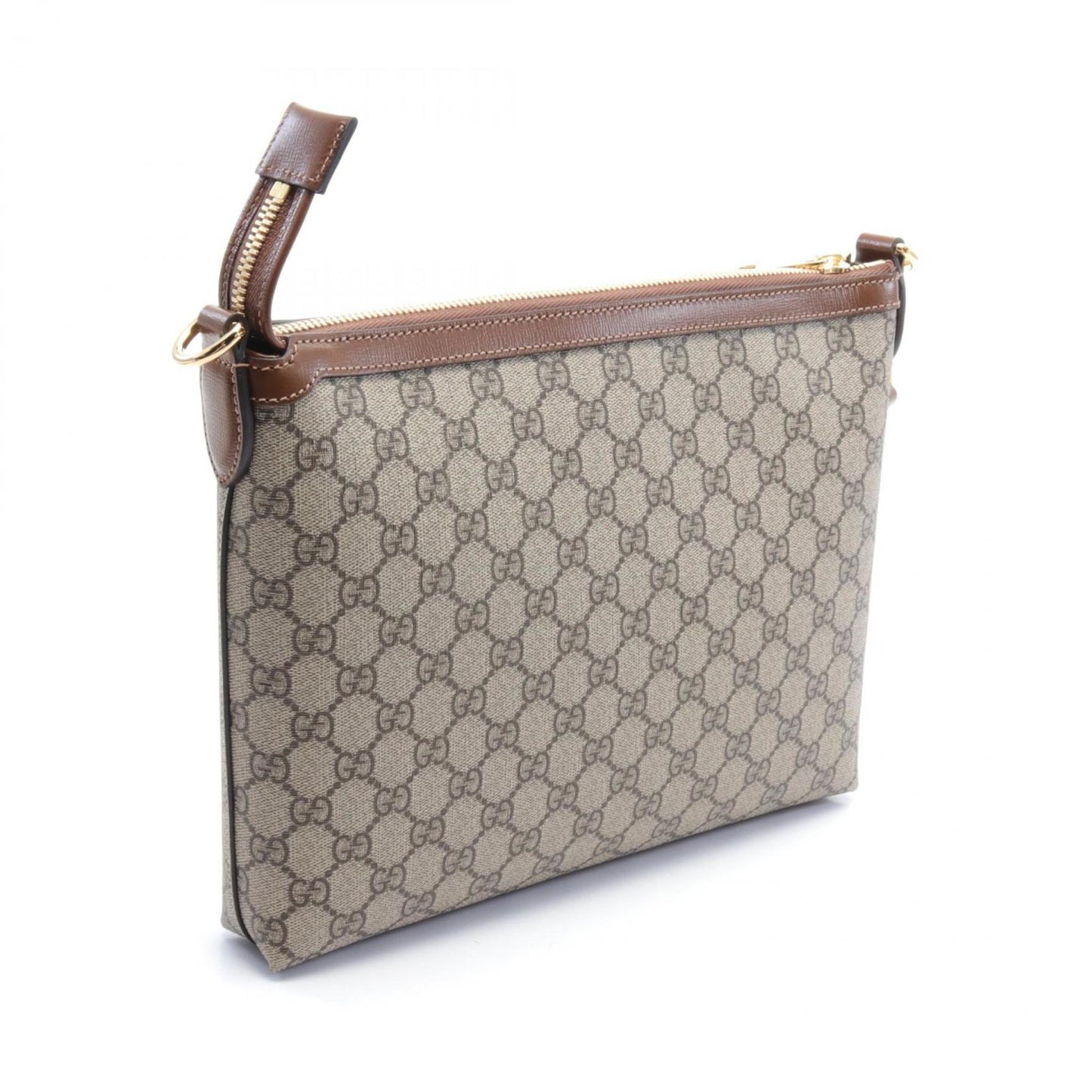 Gucci Beige Brown Pvc Coated Canvas Leather Messenger Bag Shoulder Bag