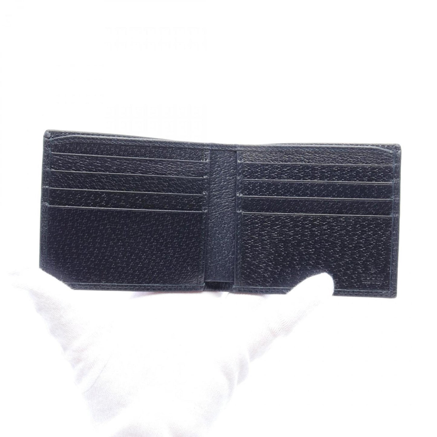 Gucci Beige Navy Red Color Gg Supreme Leather Wallet (Bi-Fold)