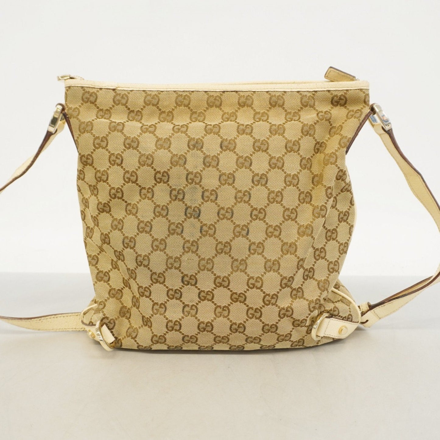 Gucci Brown White Canvas Shoulder Bag