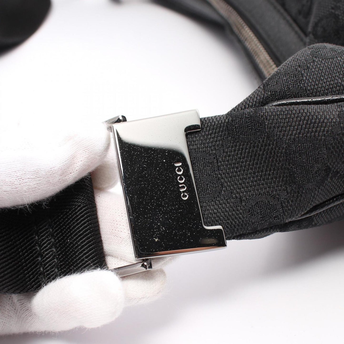 Gucci Black Gg Canvas Leather Shoulder Bag