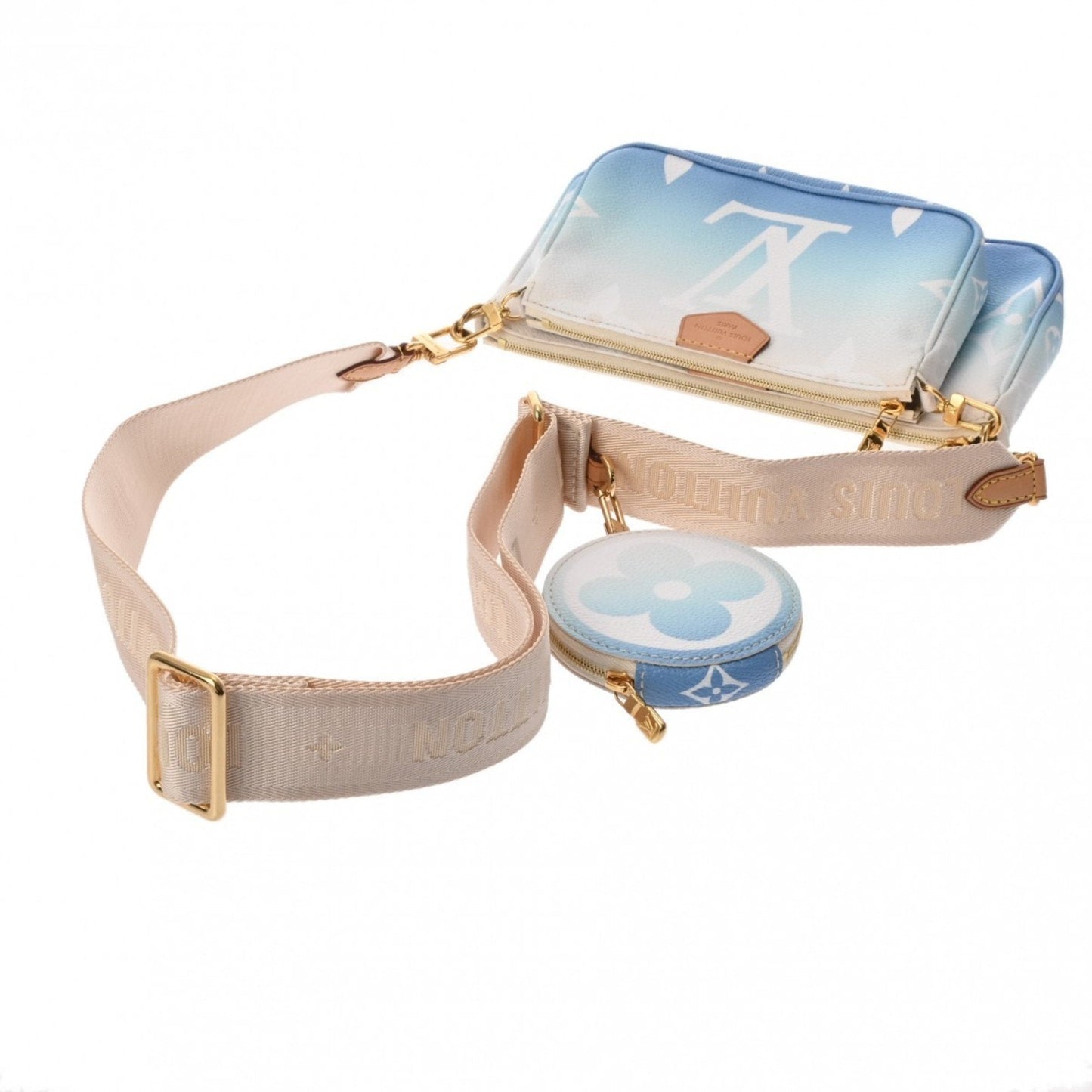 Louis Vuitton Blue White Monogram Pochette Shoulder Bag