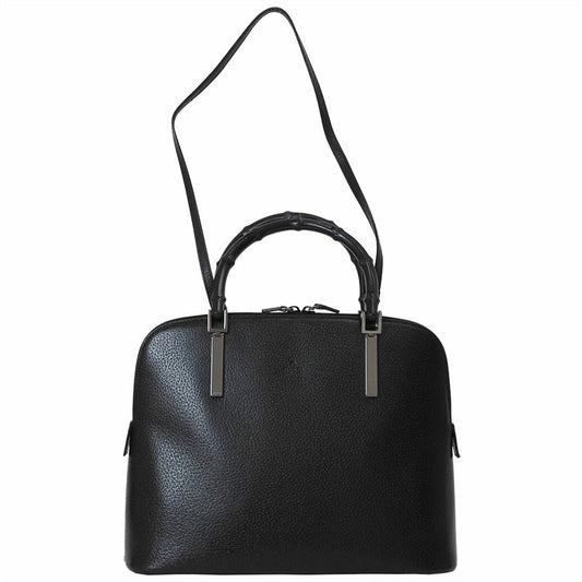 Gucci Bamboo Black Leather Handbag ()