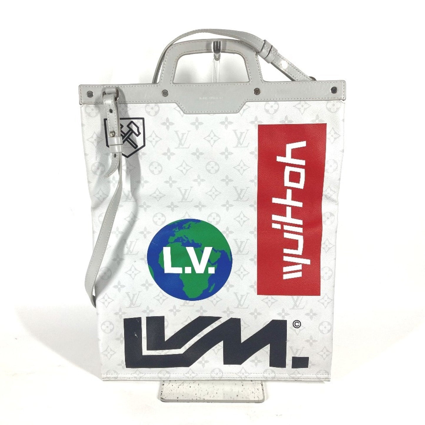 Louis Vuitton White Monogram Shoulder Bag Tote Bag ()