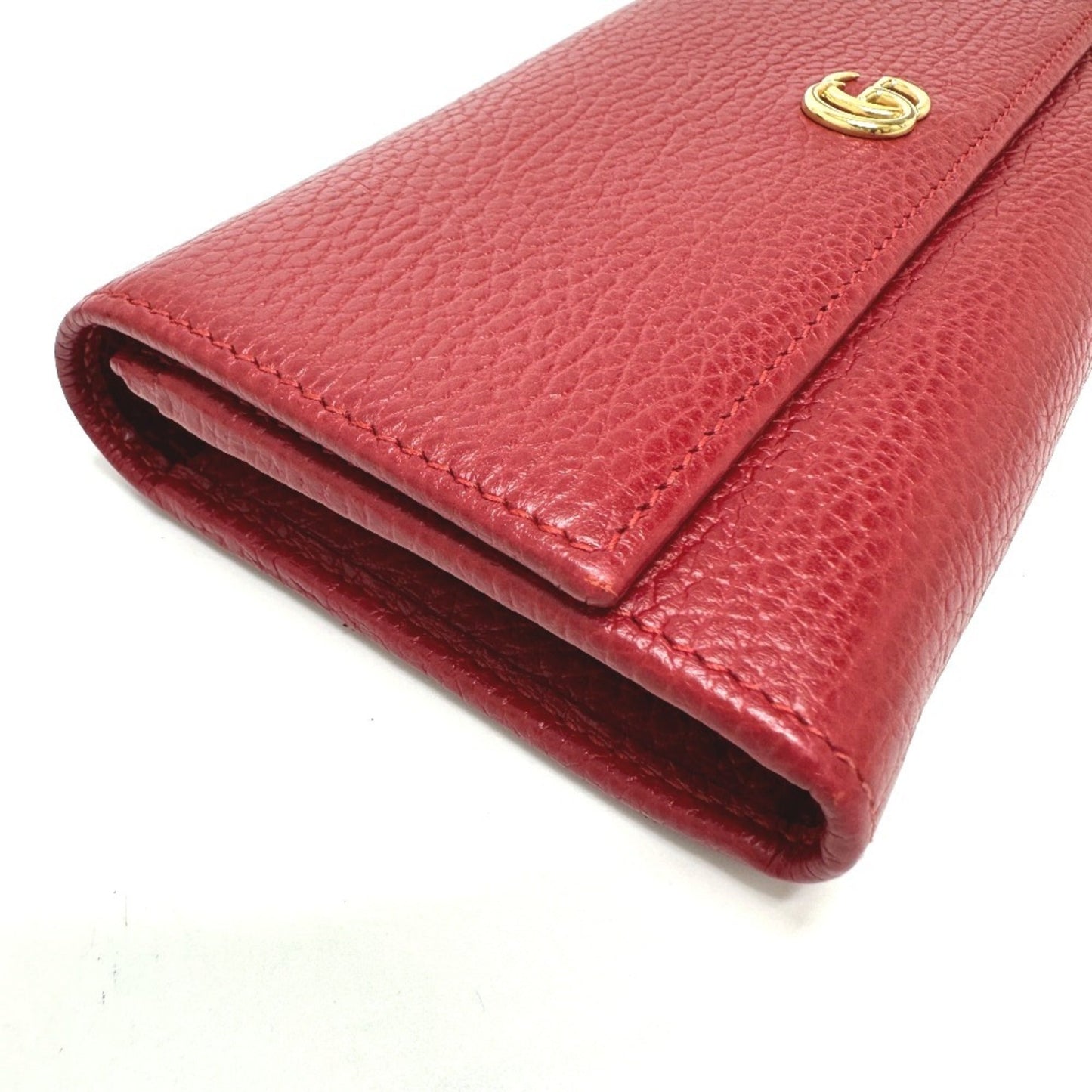 Gucci Red Color Leather Long Wallet (Bi-Fold)