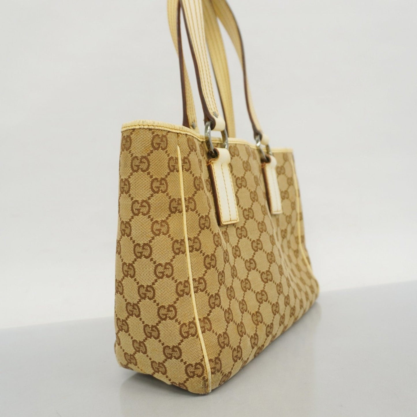 Gucci Brown Ivory Canvas Tote Bag