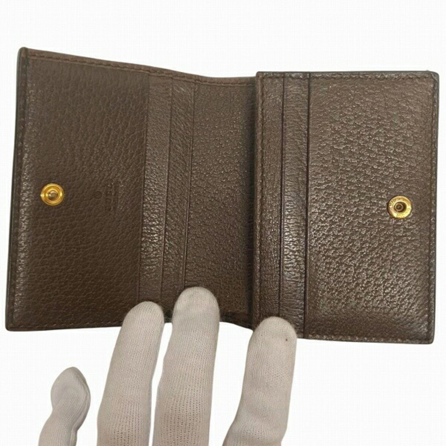 Gucci Beige Dark Brown Gg Supreme Leather Wallet (Bi-Fold)