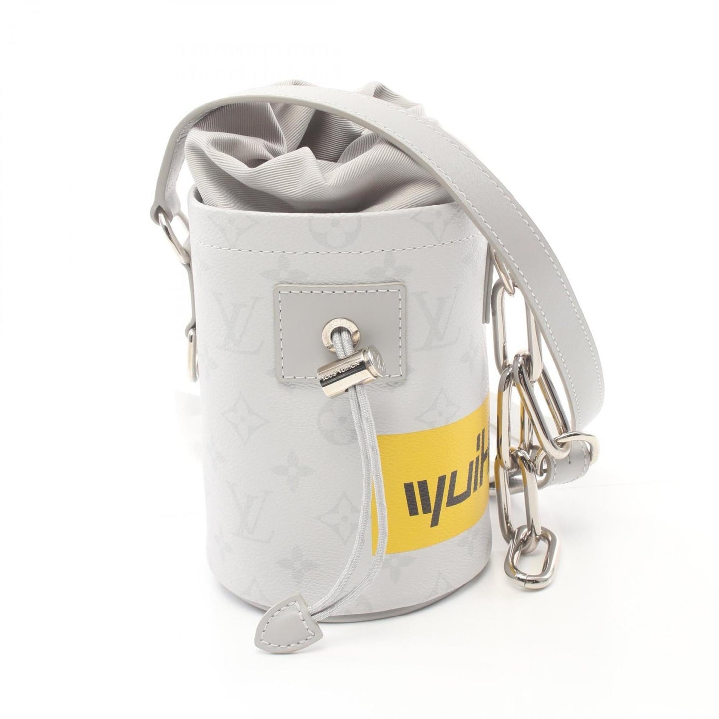 Louis Vuitton Gray White Coated Canvas Leather Shoulder Bag