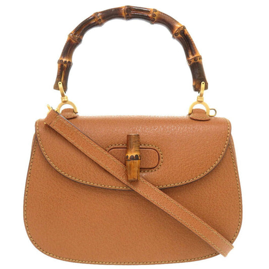 Gucci Brown Bamboo Leather Handbag ()