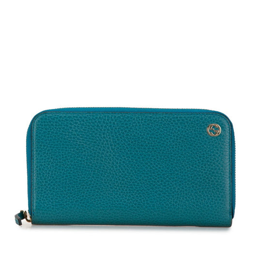 Gucci Blue Green Leather Long Wallet (Bi-Fold) ()
