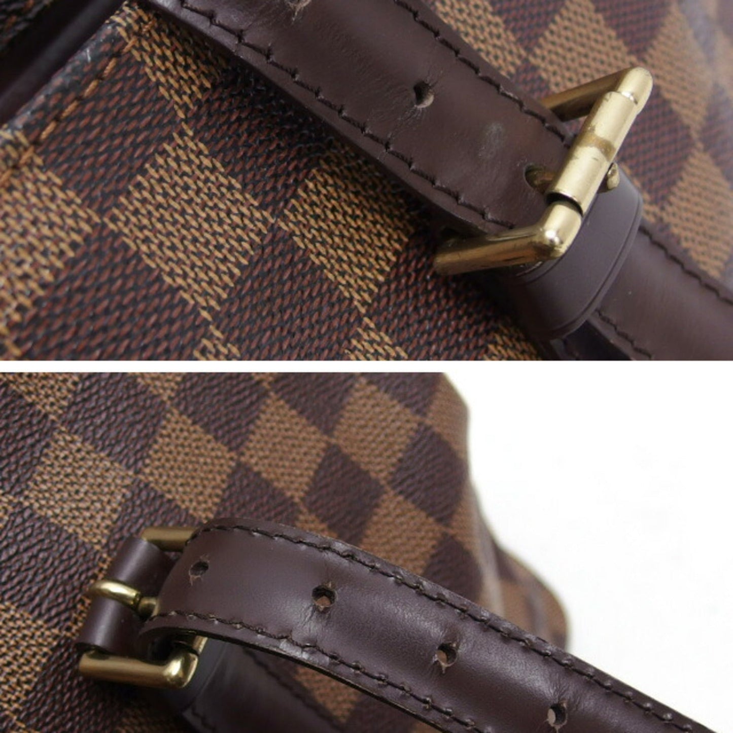 Louis Vuitton Dark Brown Damier Canvas Leather Shoulder Bag Tote Bag