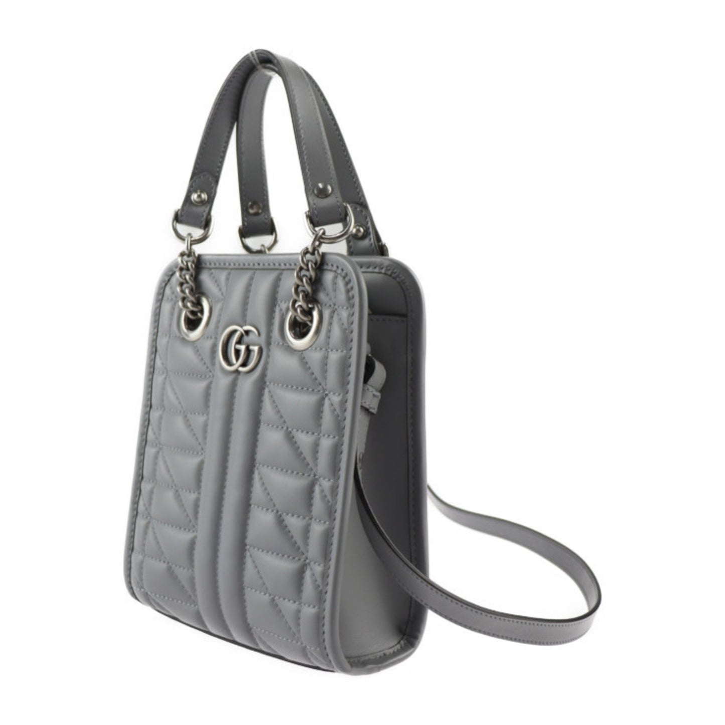 Gucci Gg Marmont Gray Leather Handbag Shoulder Bag Tote Bag