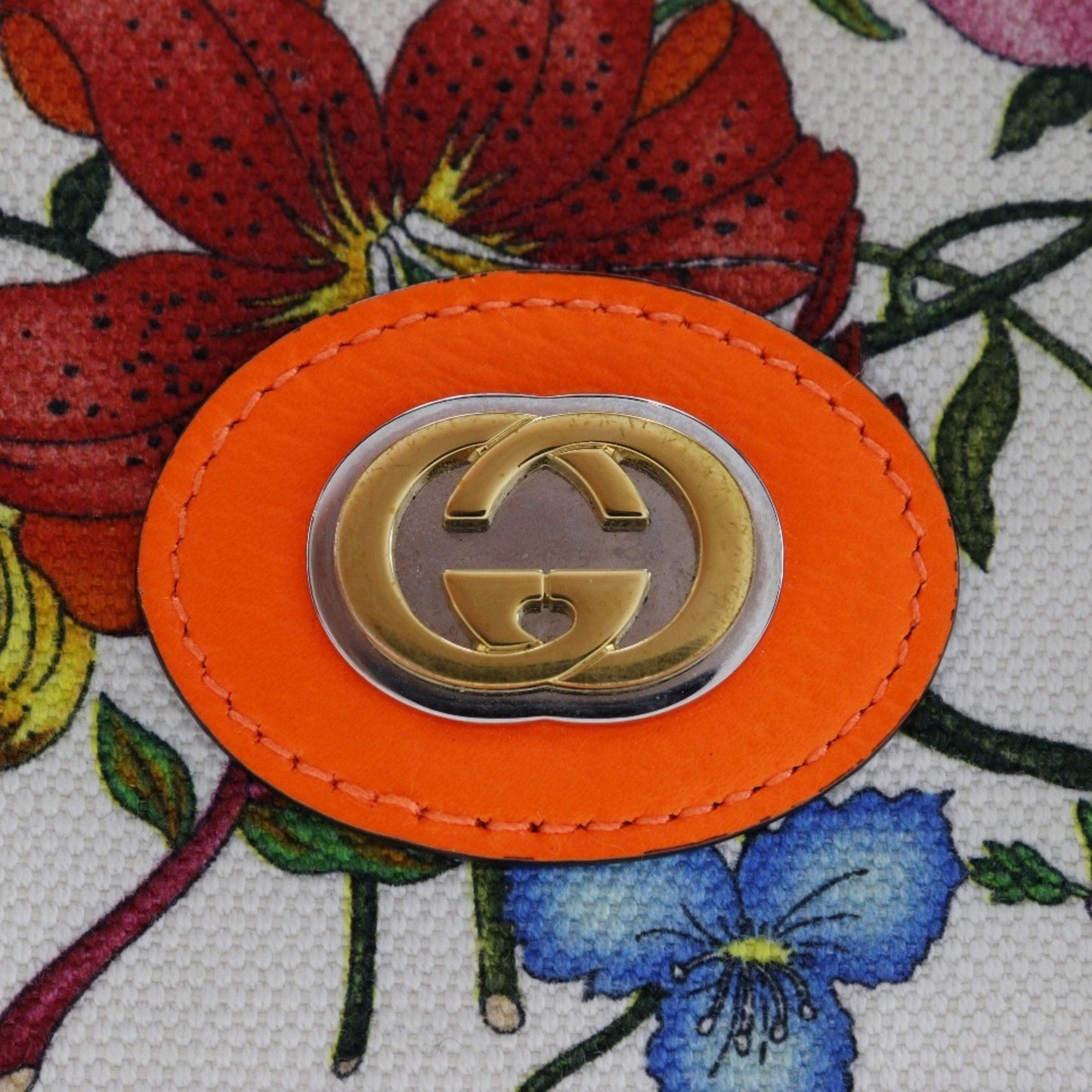 Gucci Orange Canvas Leather Shoulder Bag