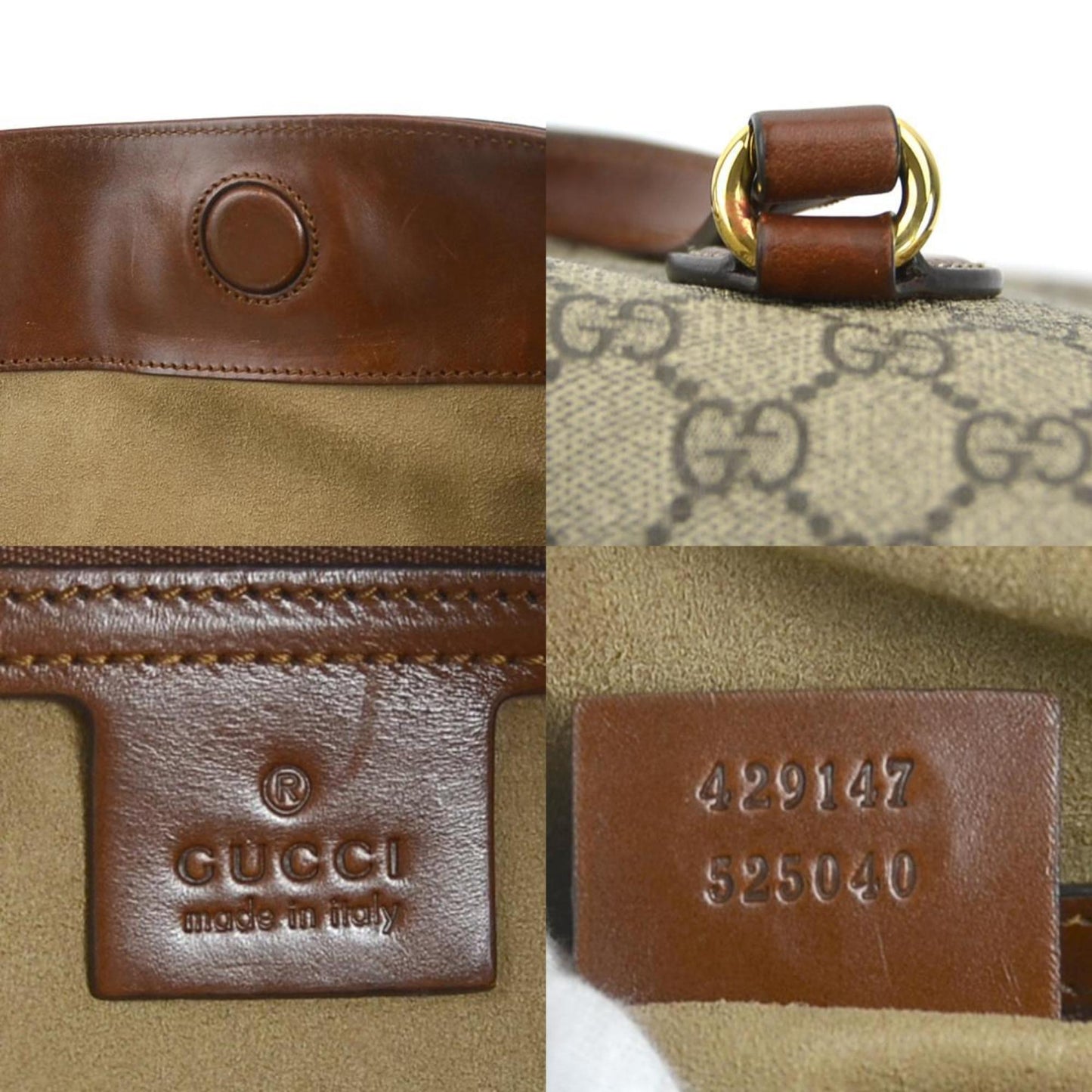 Gucci Beige Brown Pvc Leather Handbag Shoulder Bag