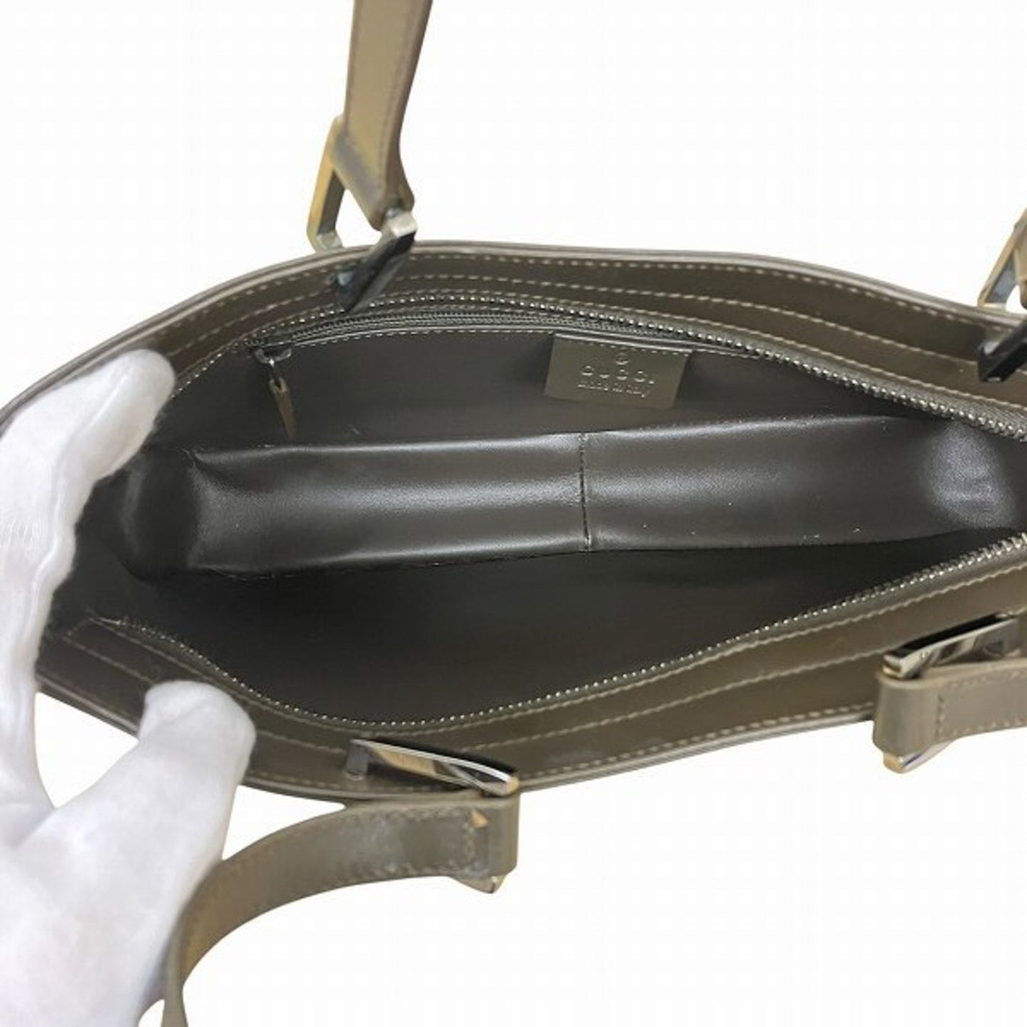 Gucci Khaki Leather Canvas Handbag Shoulder Bag