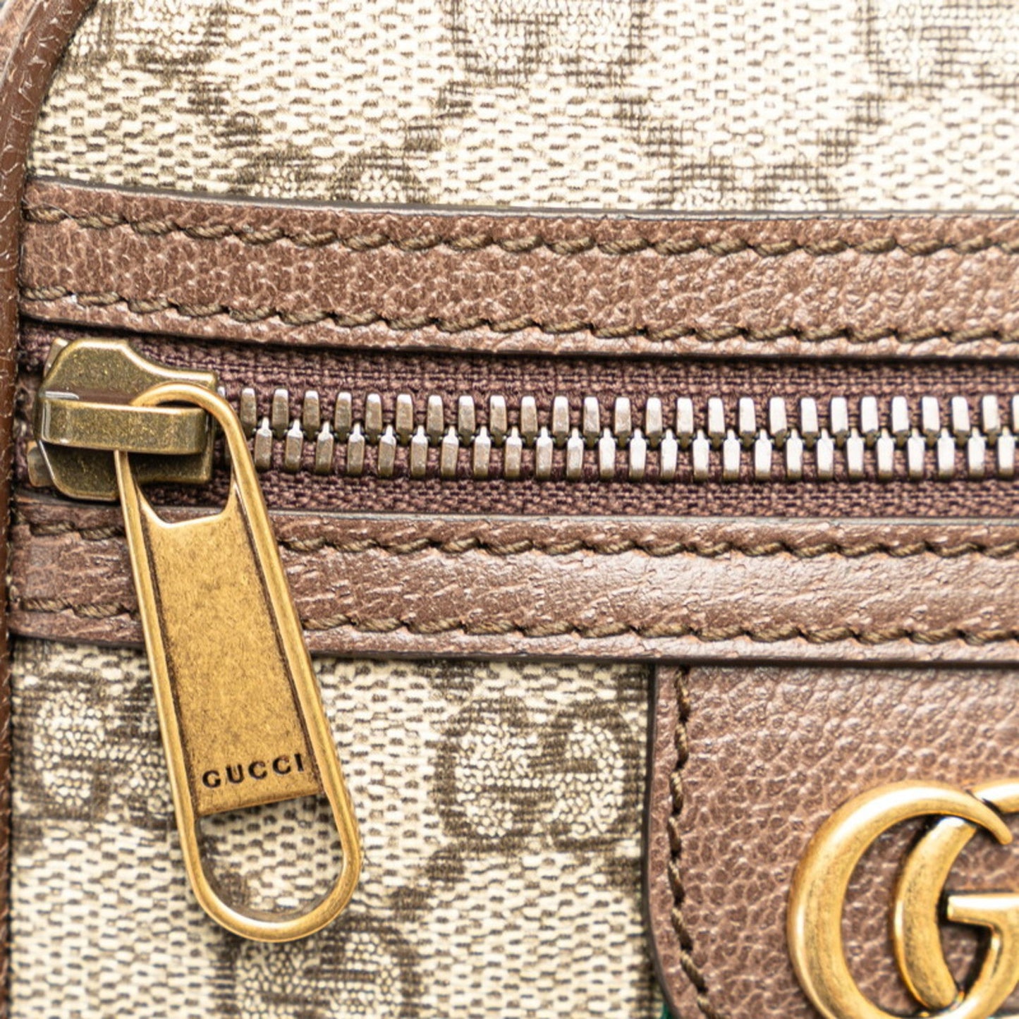 Gucci Sherry Line Beige Brown Pvc Leather Shoulder Bag