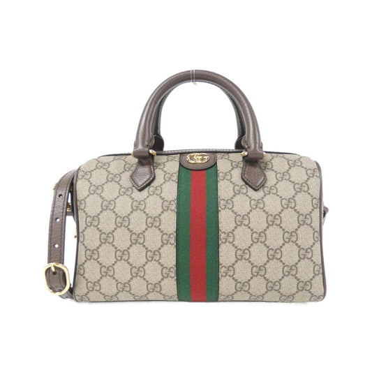 Gucci Beige Brown Gg Supreme Leather Boston Bag