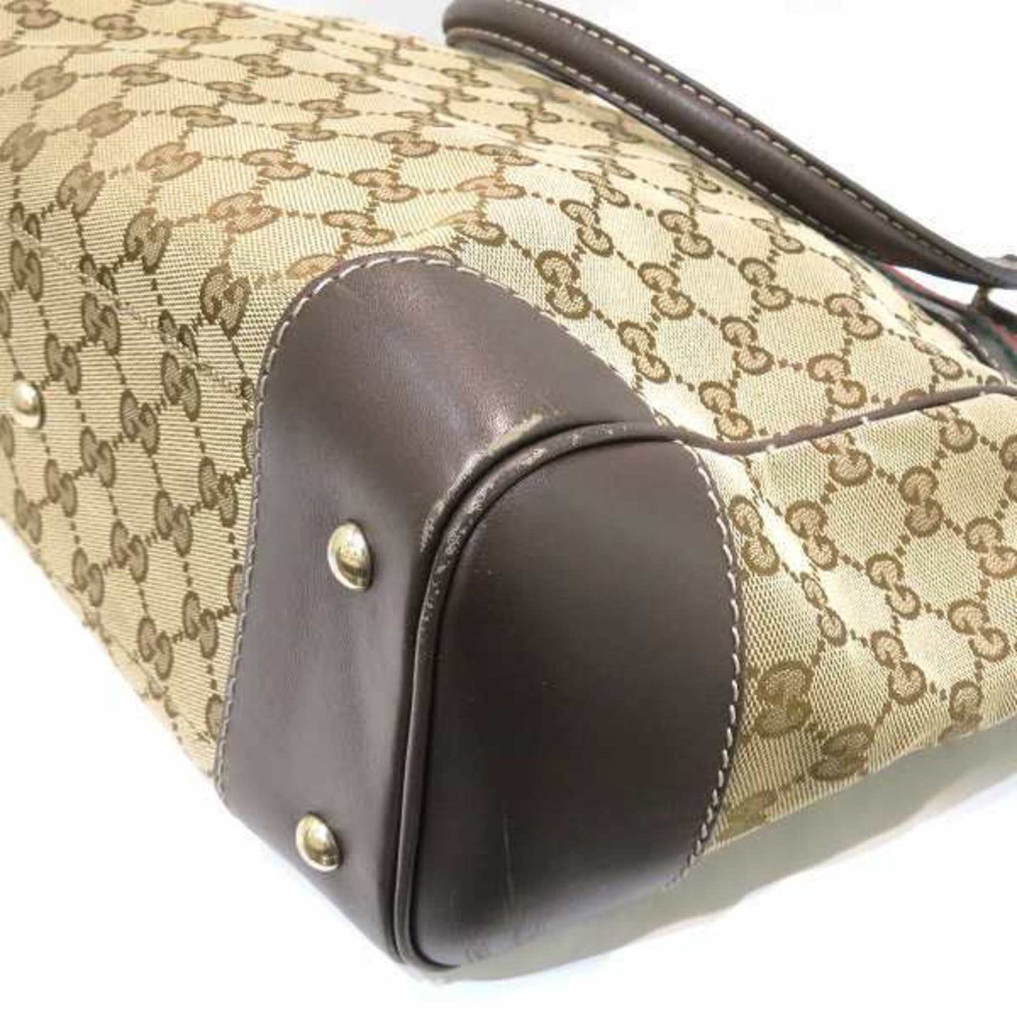 Gucci Brown Leather Canvas Handbag