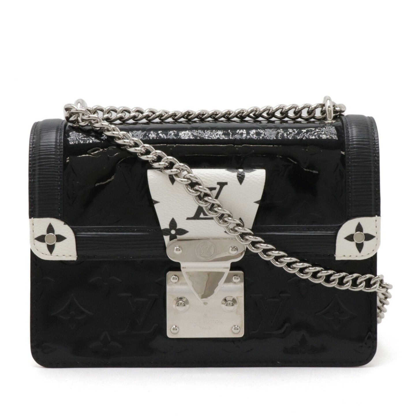 Louis Vuitton Black Noir White Leather Shoulder Bag