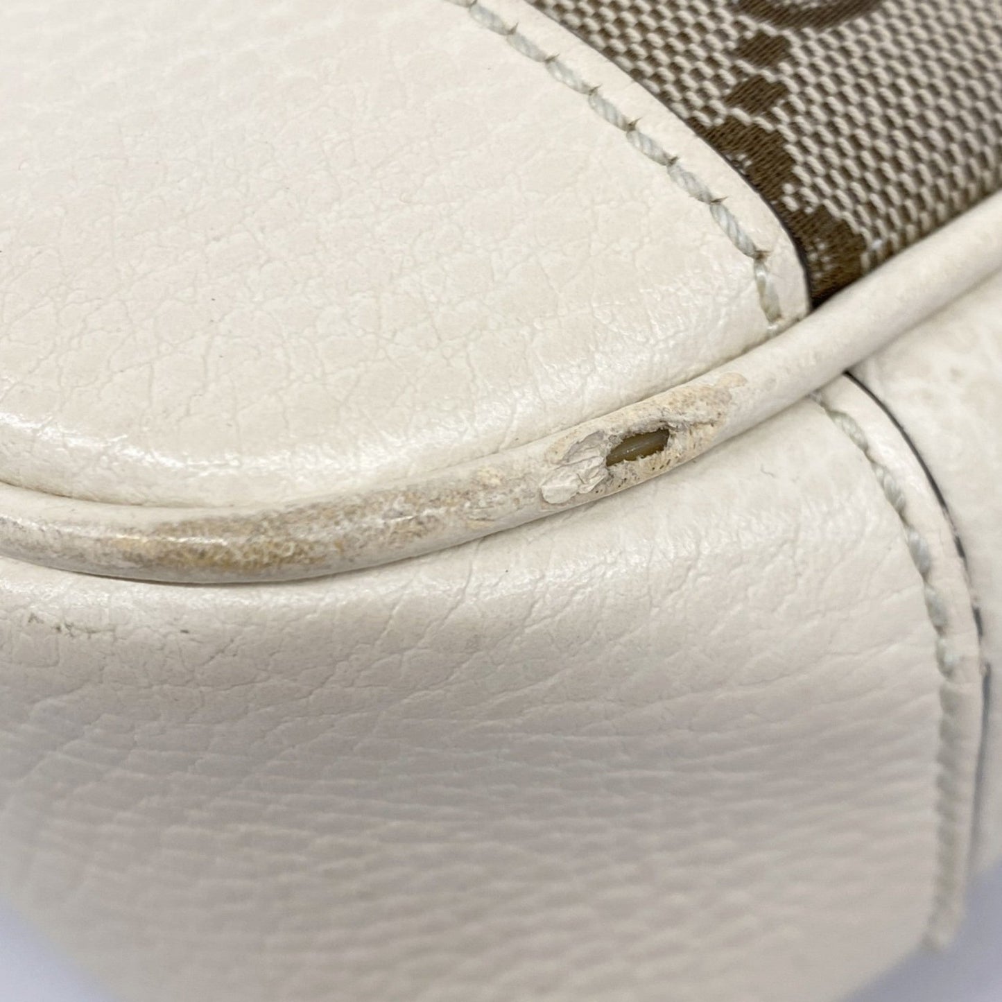 Gucci Brown White Canvas Shoulder Bag
