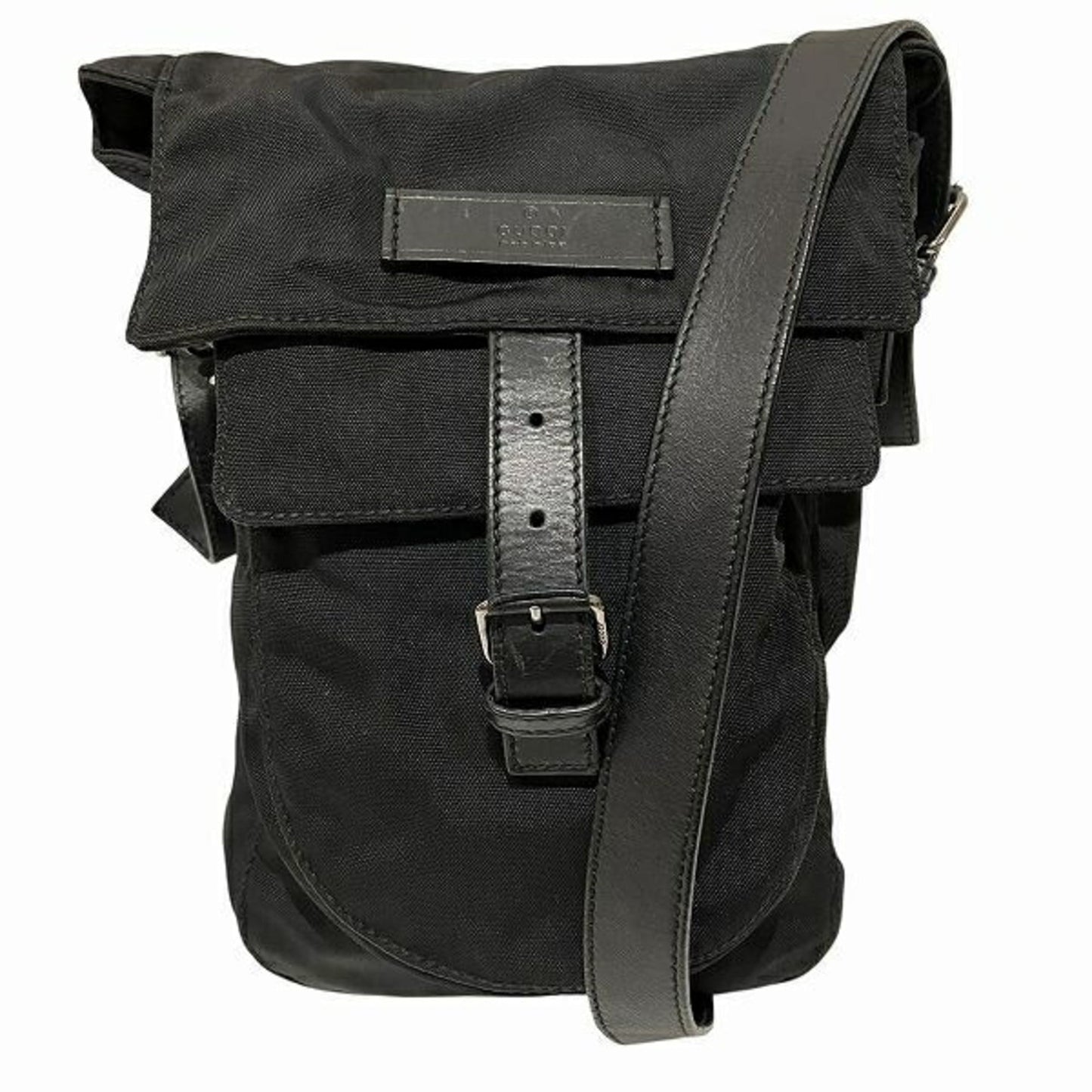 Gucci Black Nylon Leather Shoulder Bag ()