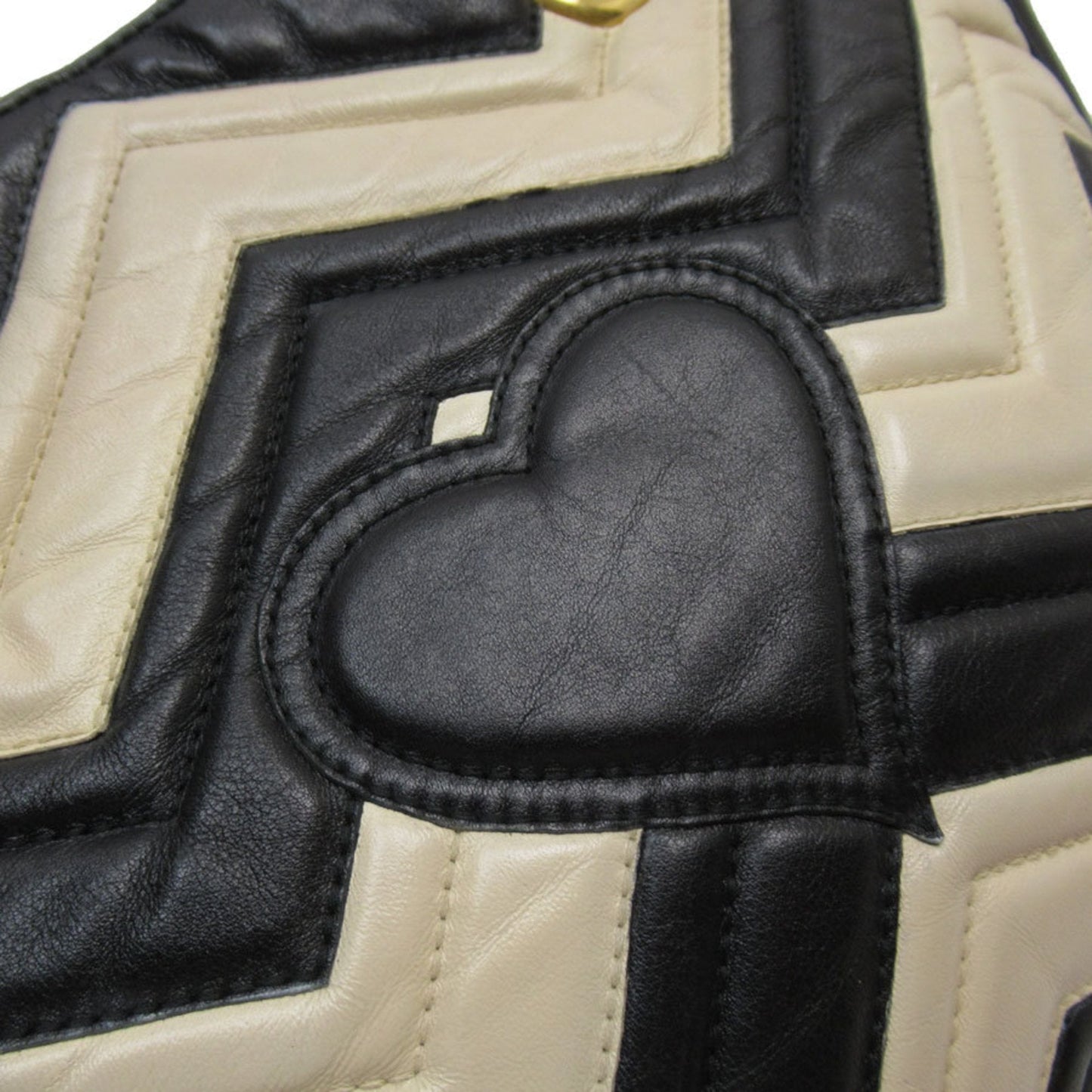 Gucci Black Light Beige Leather Shoulder Bag