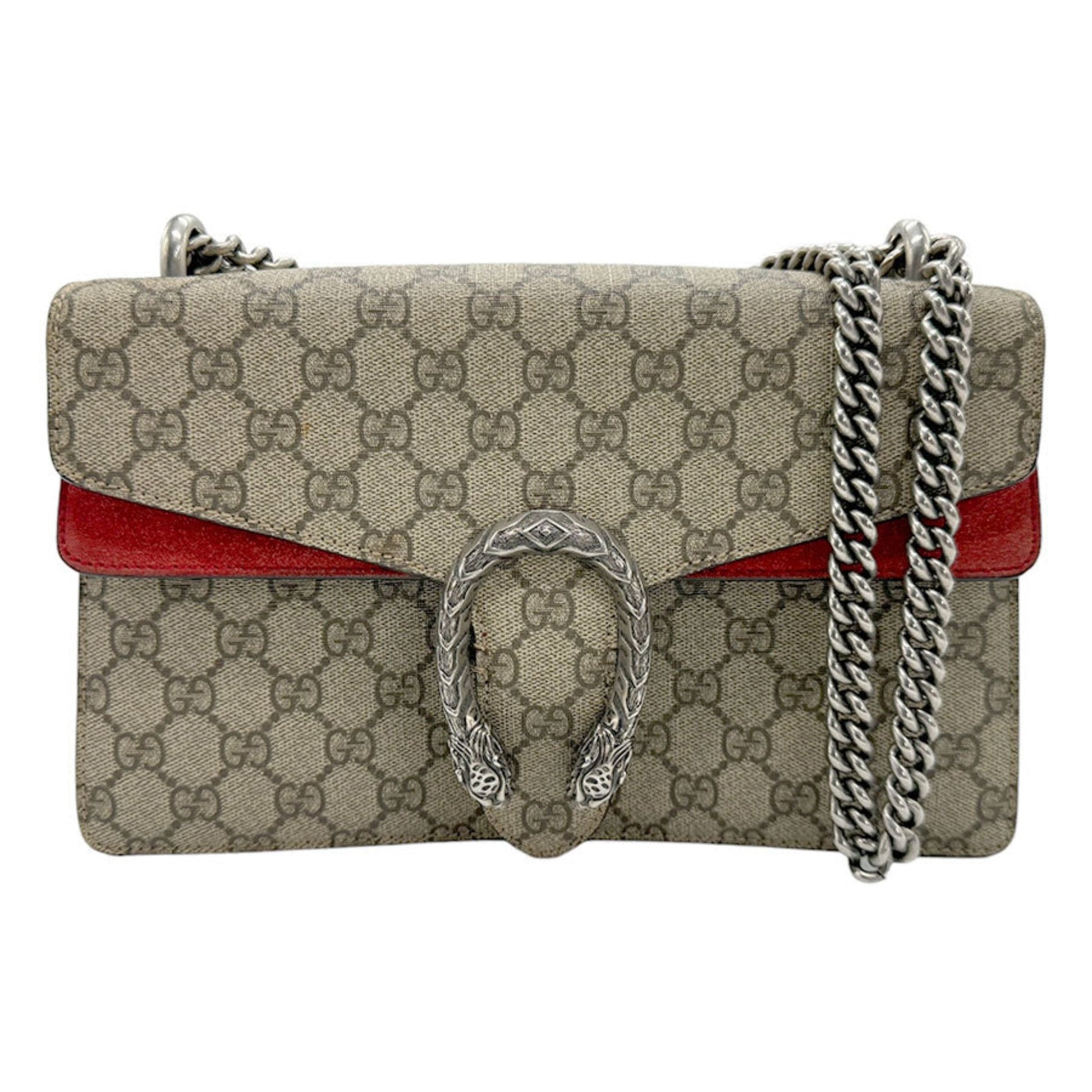 Gucci Brown Red Color Gg Supreme Shoulder Bag ()