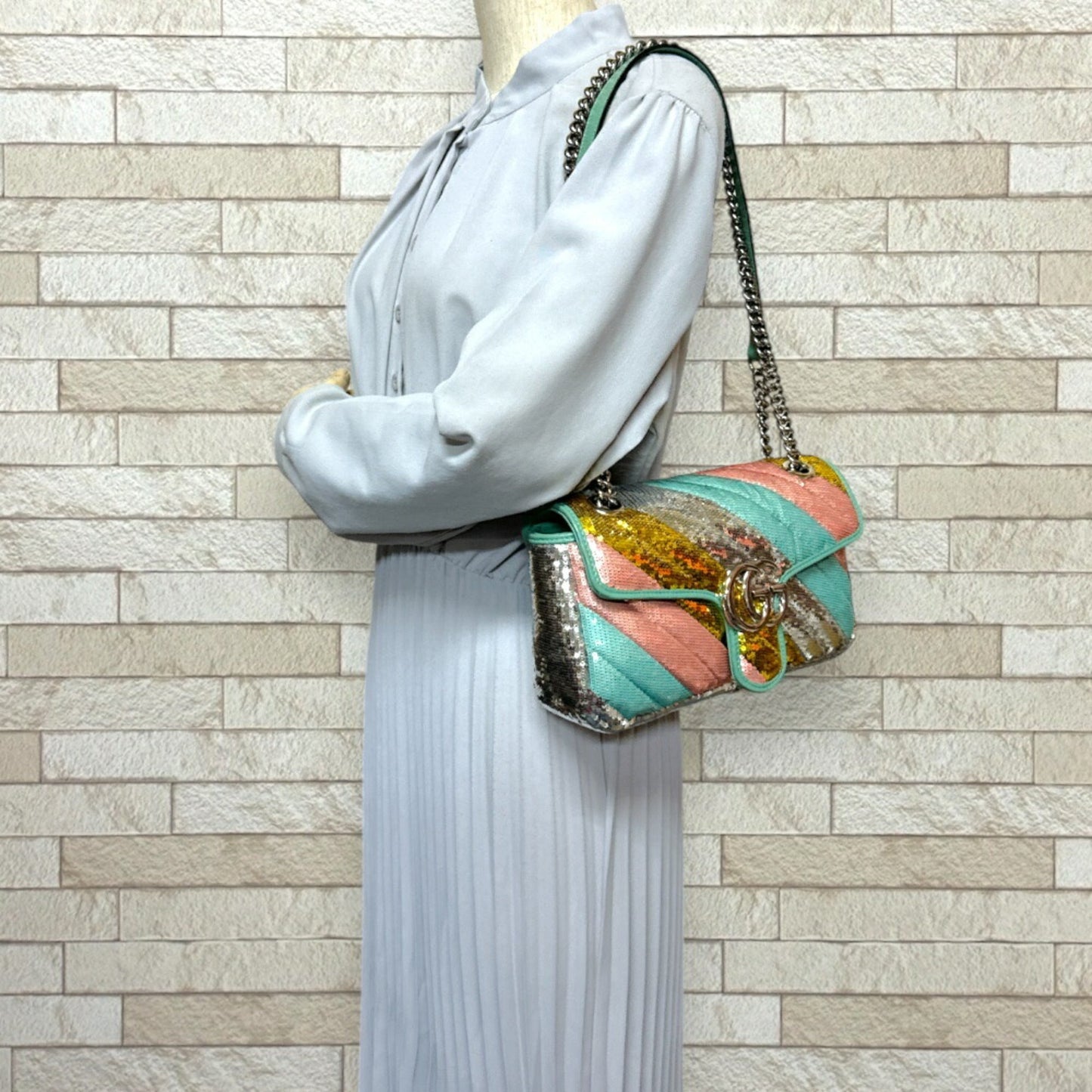 Gucci Gg Marmont Multi-Color Spangles Shoulder Bag