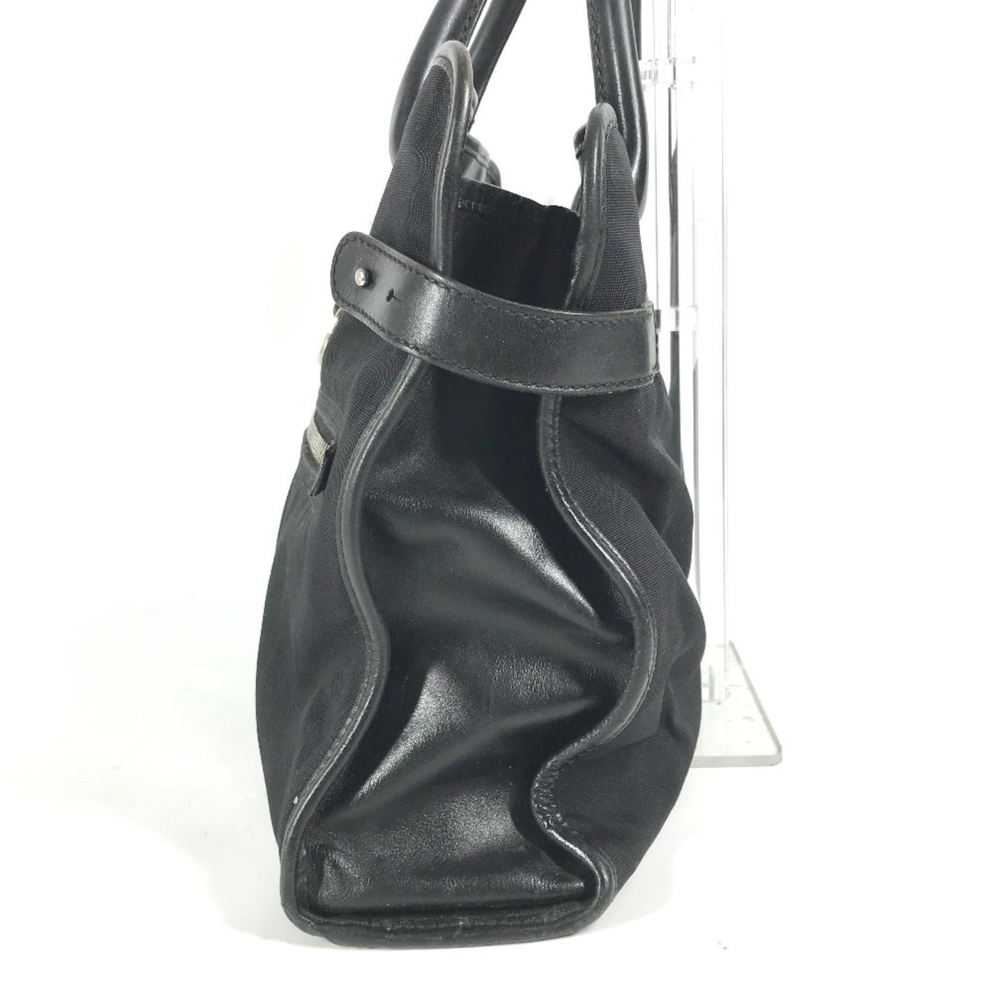 Gucci Black Nylon Leather Handbag Tote Bag