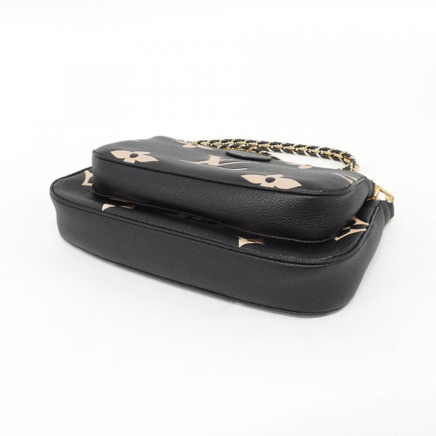 Louis Vuitton Beige Black Leather Pochette Shoulder Bag